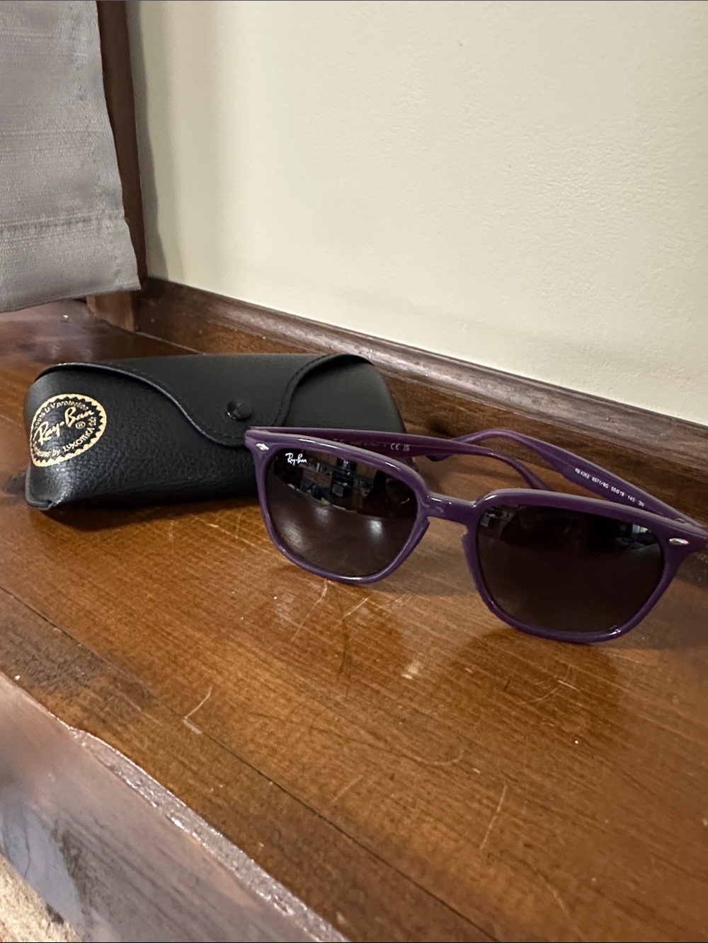 Ray-Ban Purple Sunglasses with Black Lenses and case
